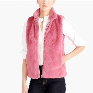 J-Crew Pink Faux Fur Vest (NWT)